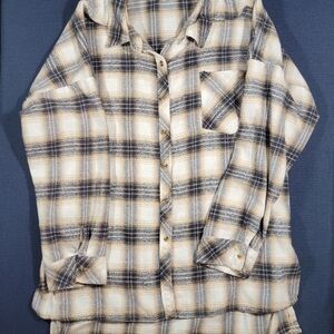 Womens Ci Sono Blue and Cream Plaid Shirt Size XL